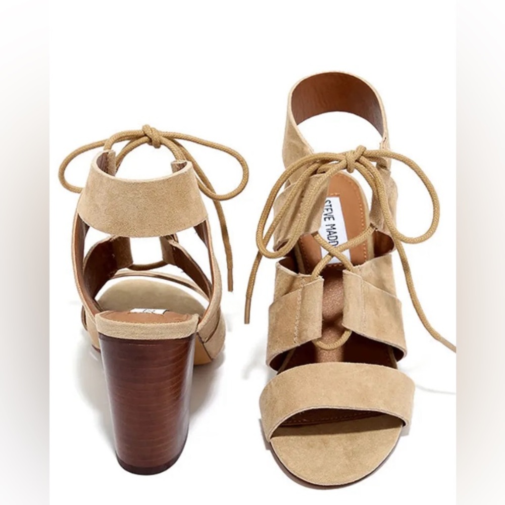 Steve Madden Suede Leather Tan Heeled Sandals